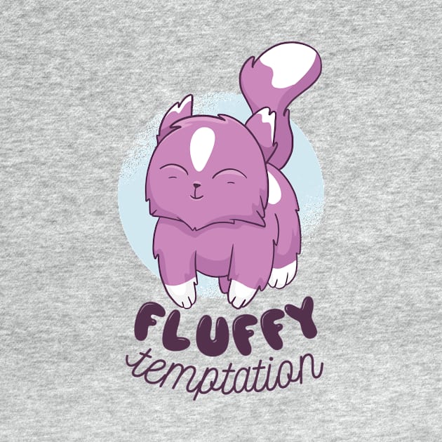 cute fluffy kitten with a quote saying FLUFFY TEMPTATION by H K F
